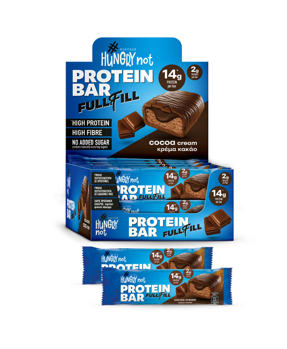 HUNGRY NOT FULLFILL PROTEIN BAR WITH COCOA CREAM, with sugars and sweeteners 50g