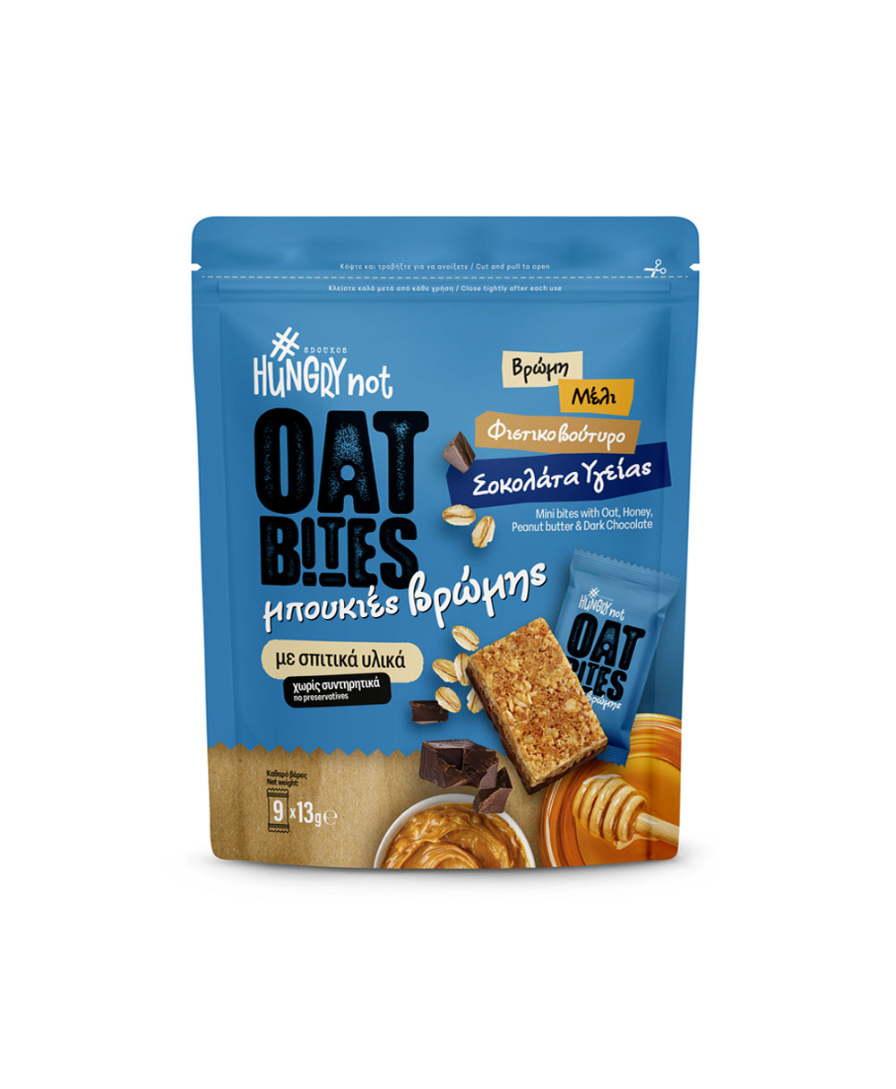 HUNGRY NOT OAT BITES with Peanut Butter, Honey and Dark Chocolate 9x13g 
